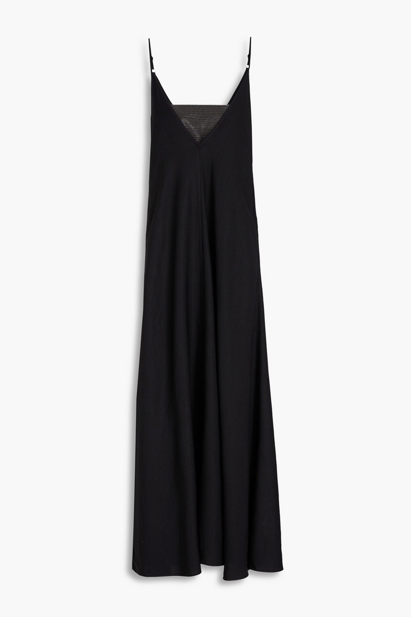 Brunello Cucinelli - Bead-embellished layered twill maxi dress - Black - S