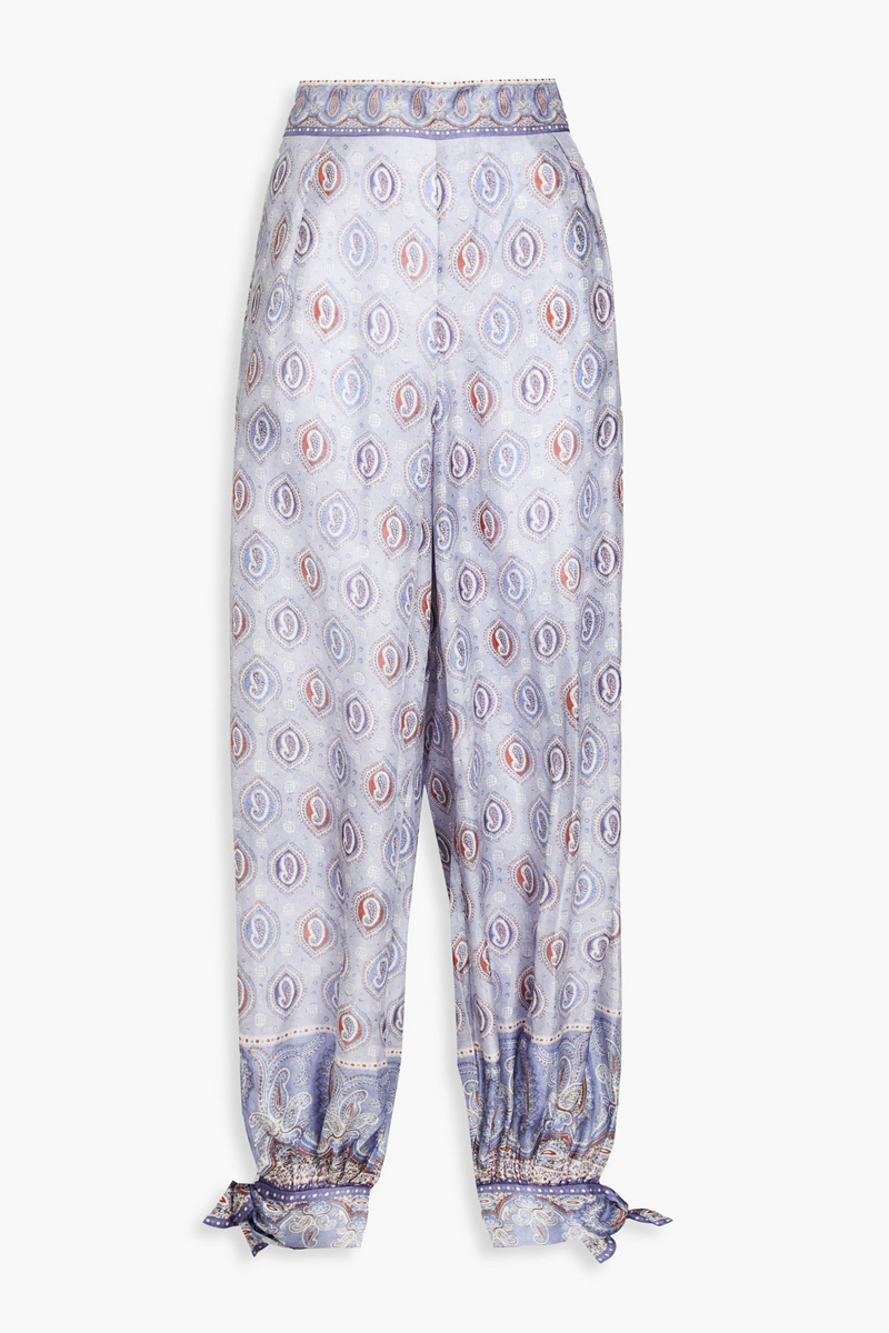 Zimmermann - Paisley-print silk crepe de chine tapered pants - Blue - 0