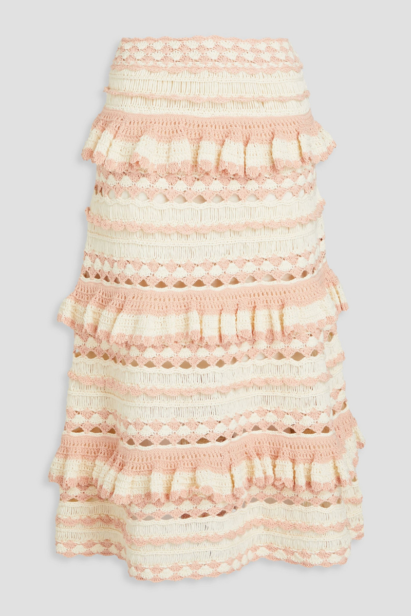 Zimmermann - Tiered crocheted cotton midi skirt - White - 0