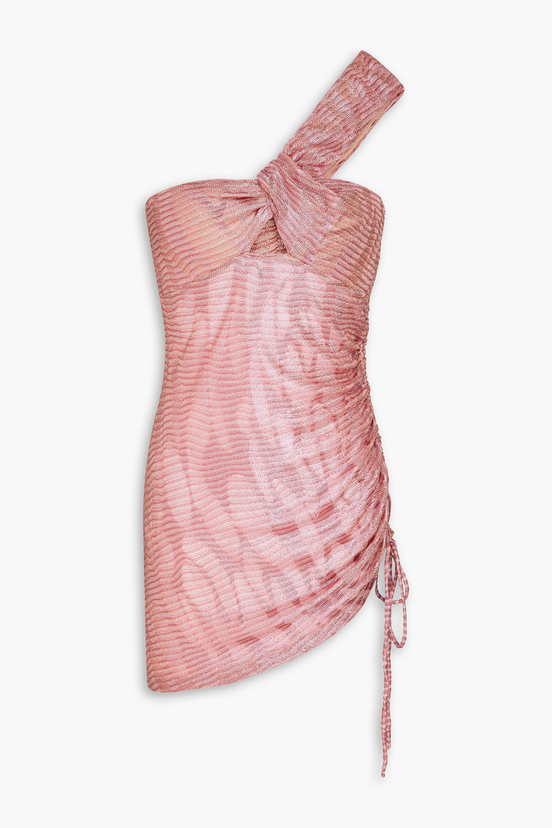 missoni - mare one-shoulder metallic crochet-knit mini dress - pink - it 42
