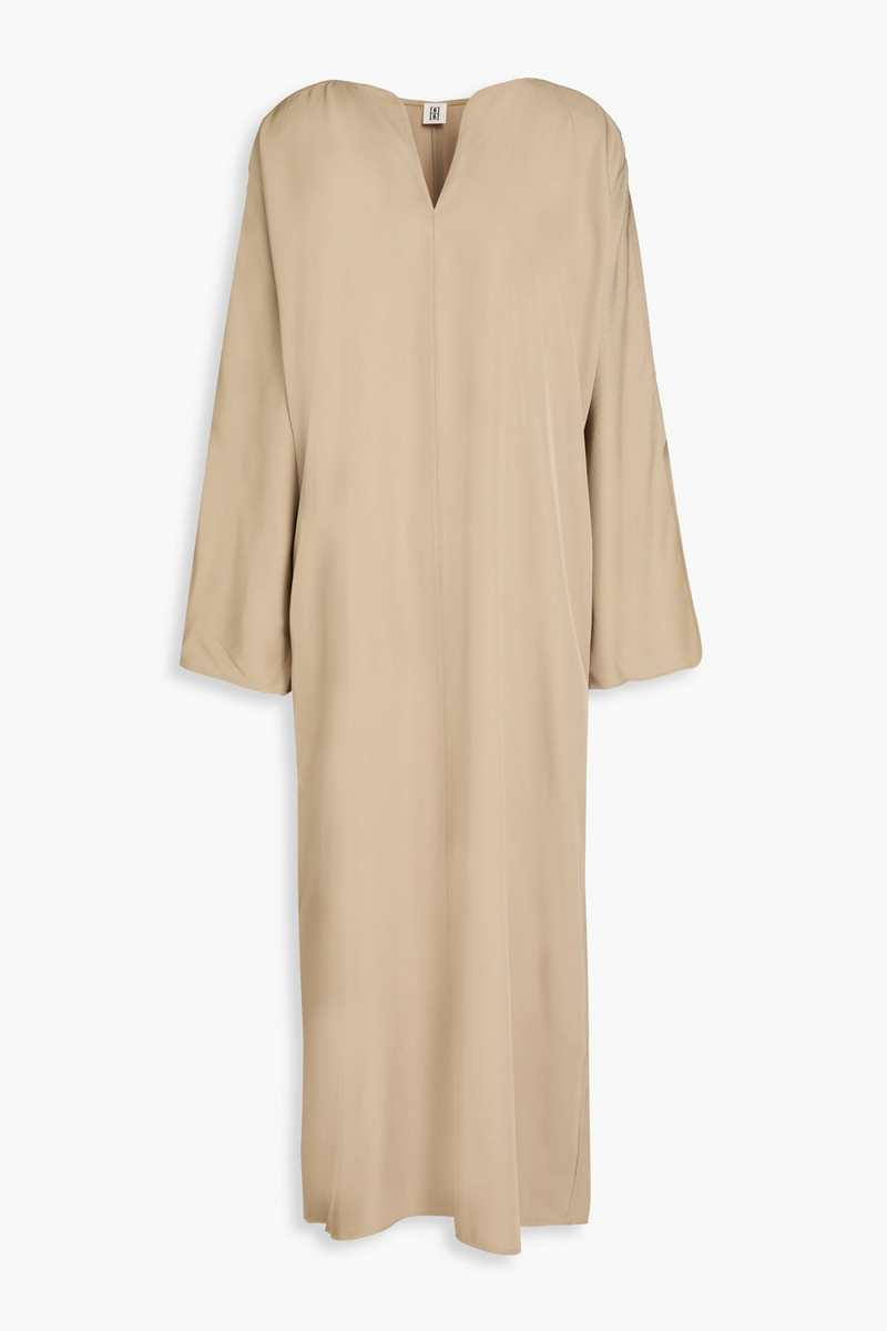 by malene birger - cais twill midi dress - neutral - de 36