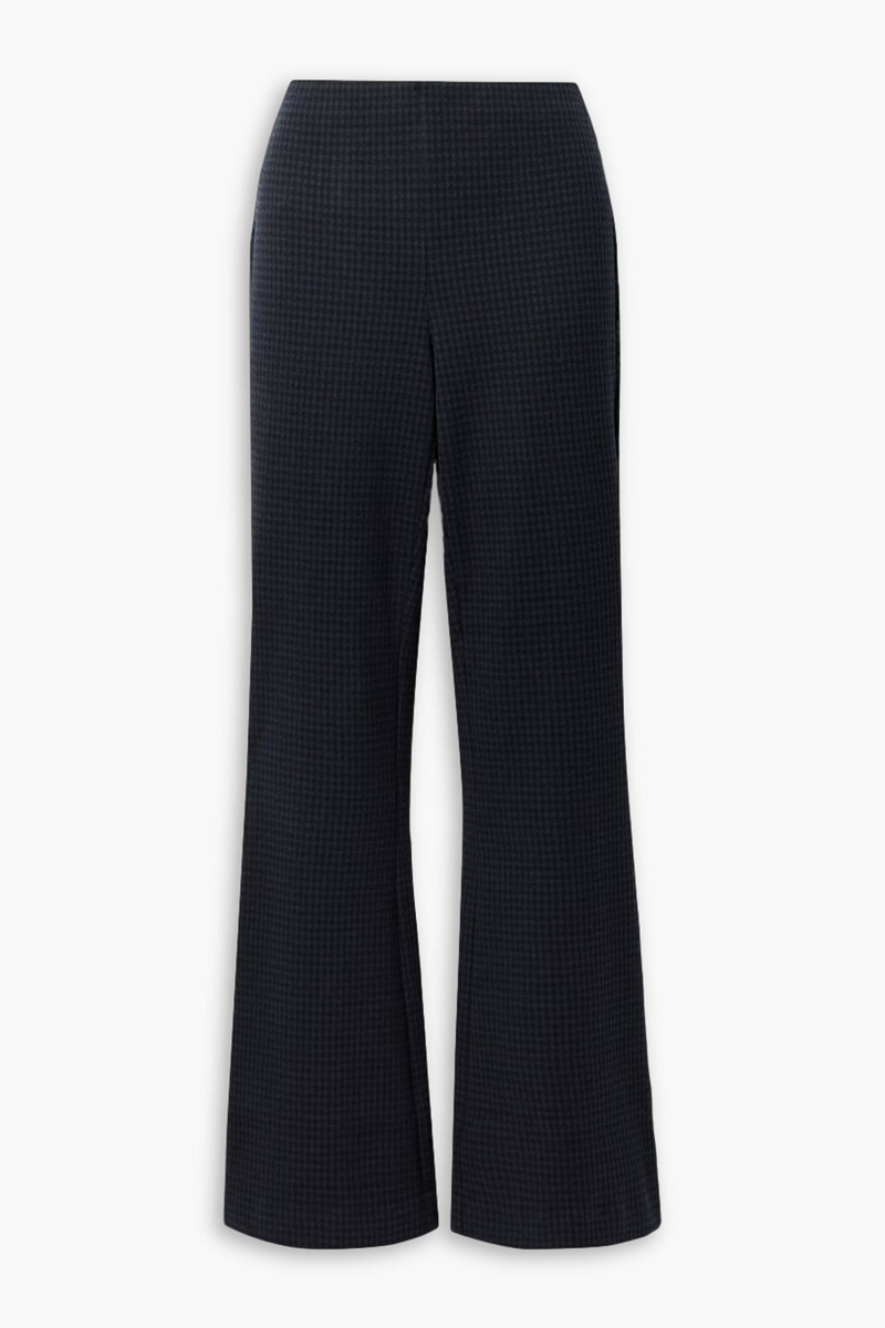 tibi - ali checked stretch-knit flared pants - blue - m