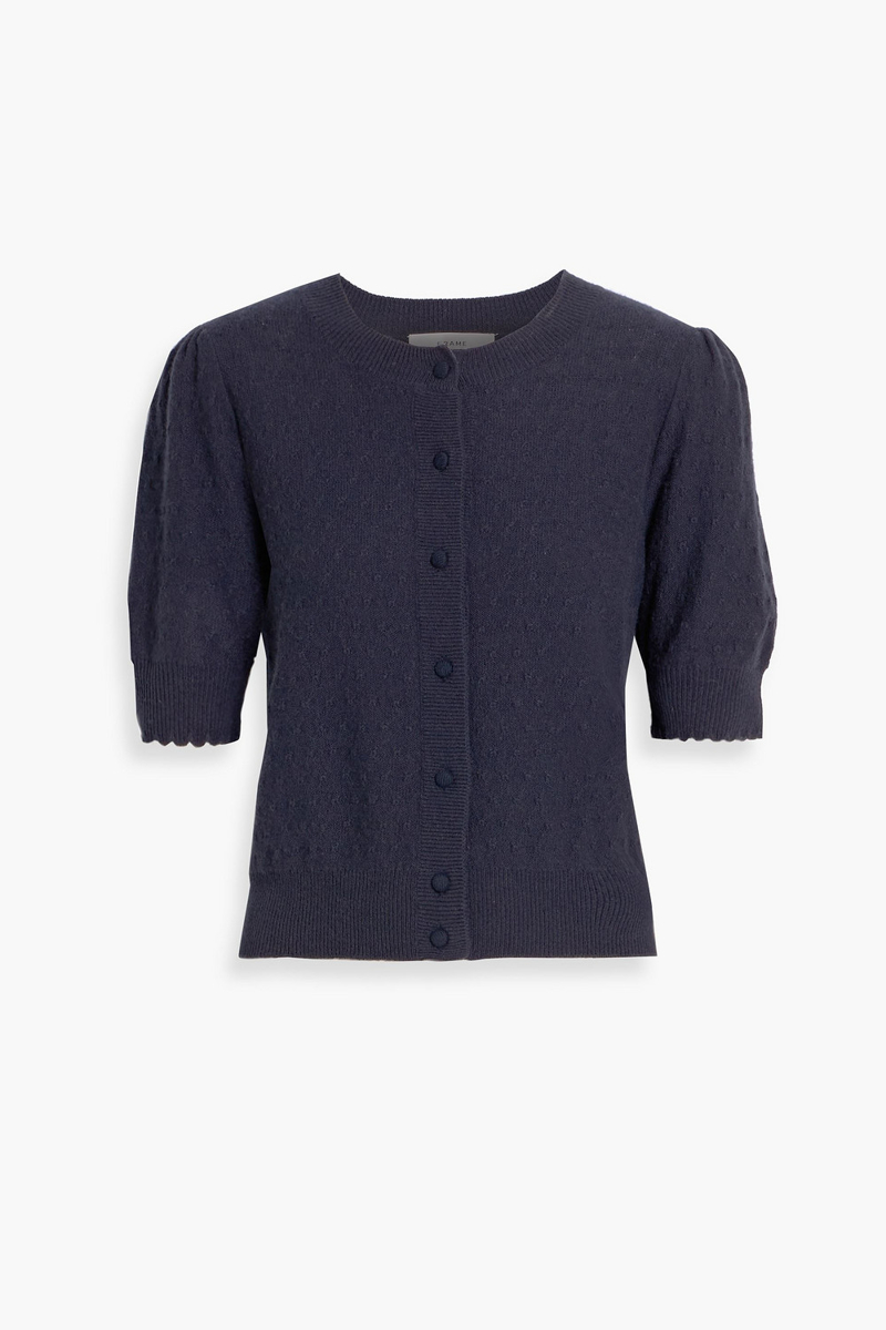 frame - pointelle-knit cashmere cardigan - blue - m