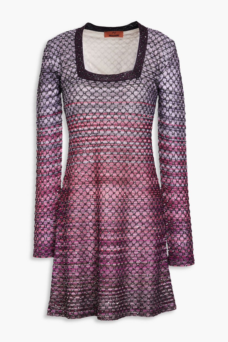 missoni - embellished crochet-knit mini dress - purple - it 42