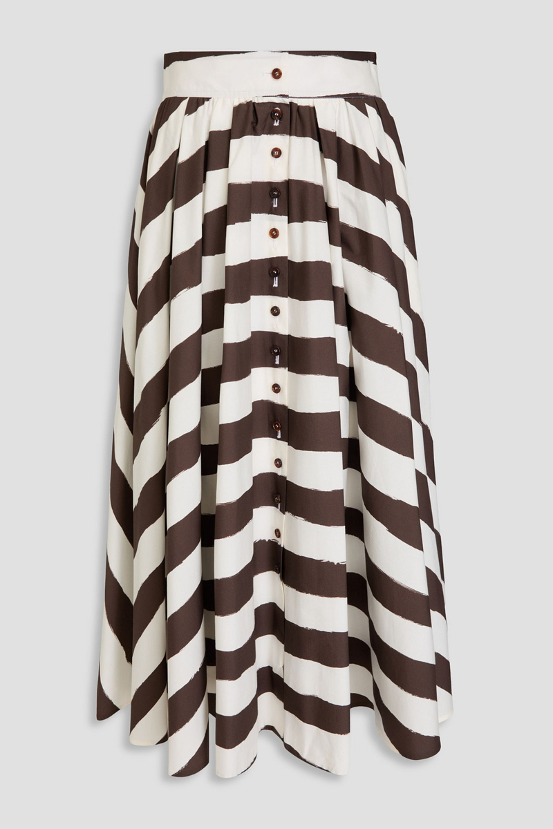 philosophy di lorenzo serafini - striped cotton-blend poplin midi skirt - white - it 38