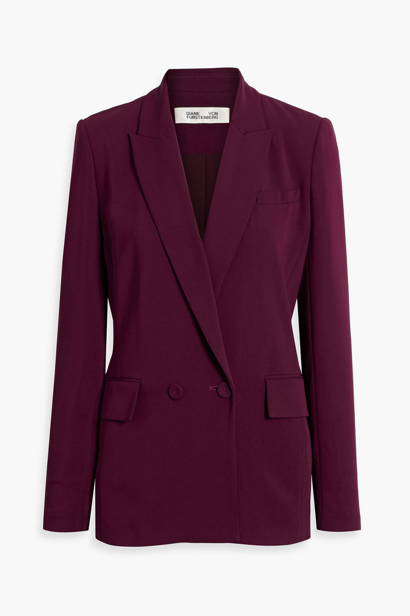 diane von furstenberg - salzburg double-breasted crepe blazer - burgundy - us 0