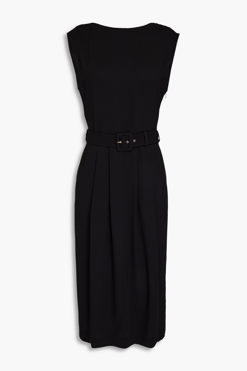 alberta ferretti - pleated crepe midi dress - black - it 40