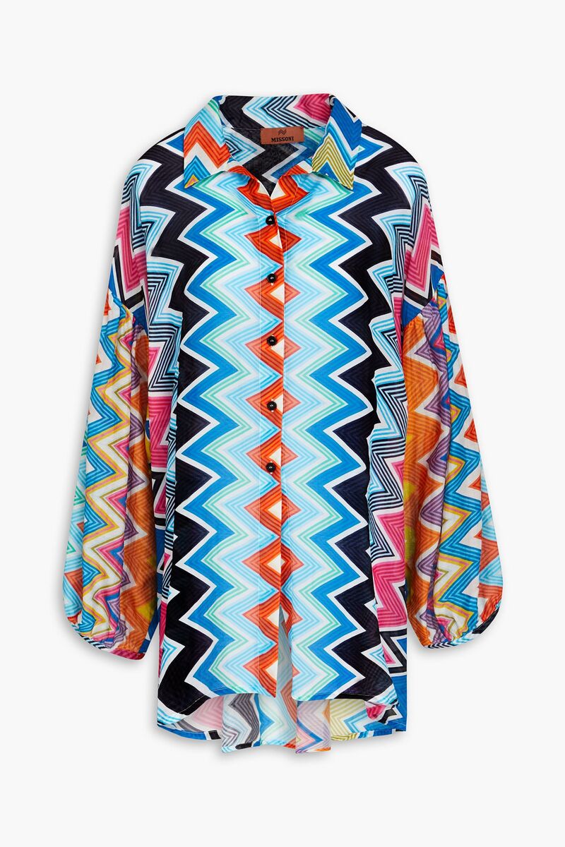 Missoni - Printed cotton and silk-blend shirt - Blue - M