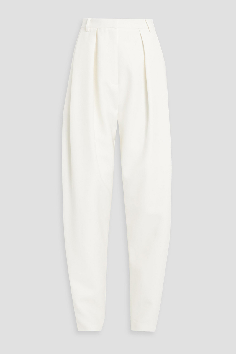 magda butrym - pleated silk and wool-blend tapered pants - white - fr 36