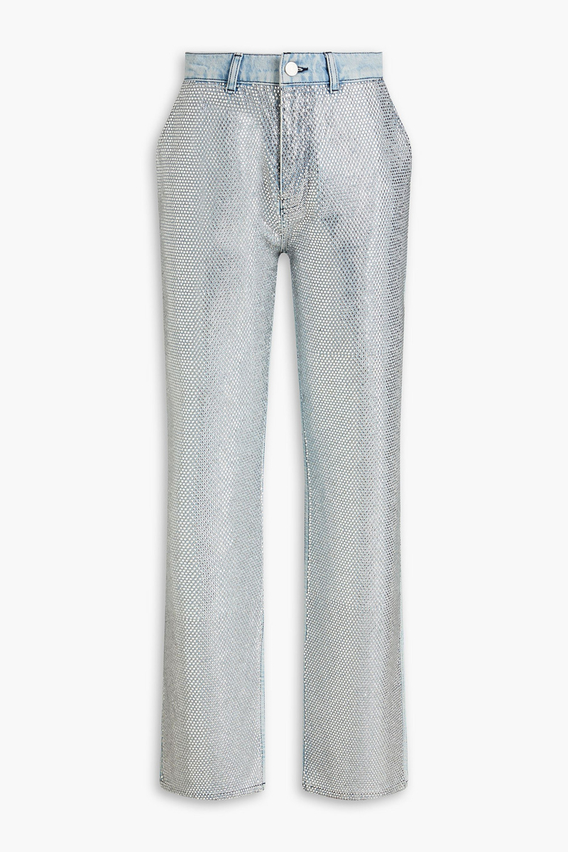 FRAME - Le Jane embellished high-rise straight-leg jeans - Blue - 25