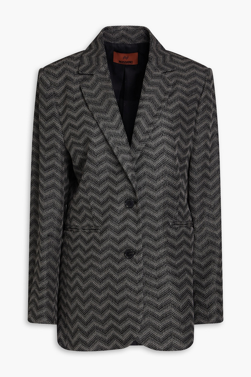 missoni - crochet-knit cotton blazer - gray - it 40