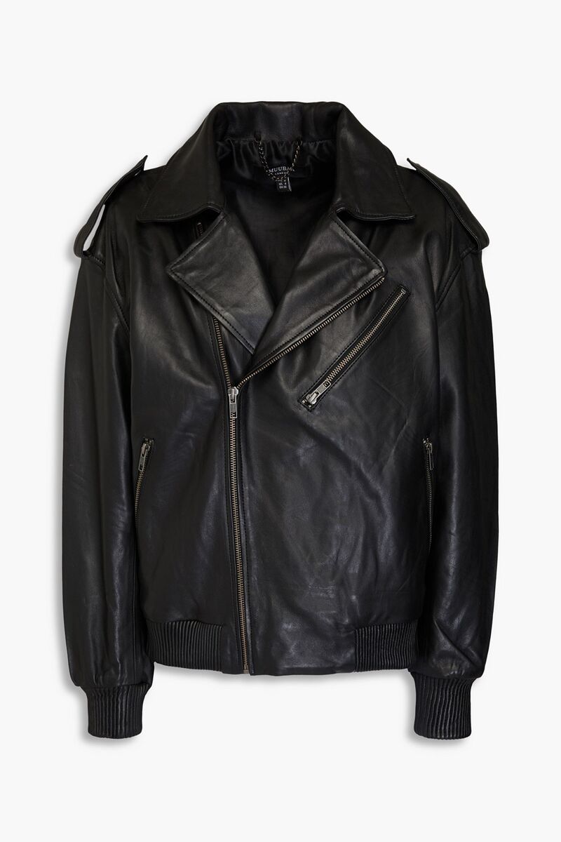 Muubaa - Leather biker jacket - Black - UK 14
