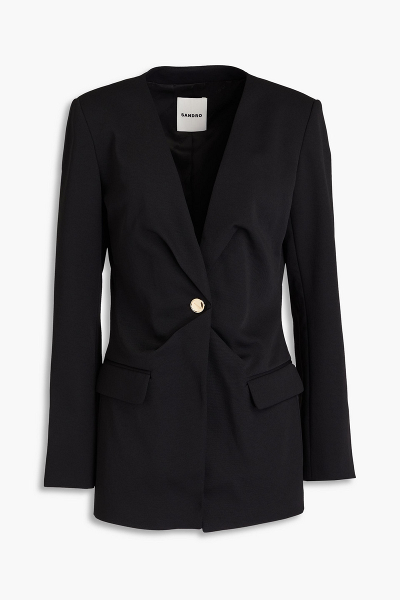 Sandro - Pleated twill blazer - Black - FR 38