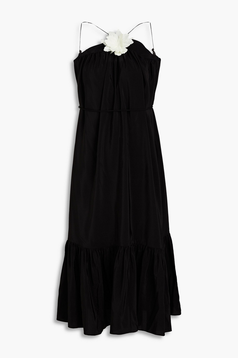 Zimmermann - Gathered silk crepe de chine midi dress - Black - 00