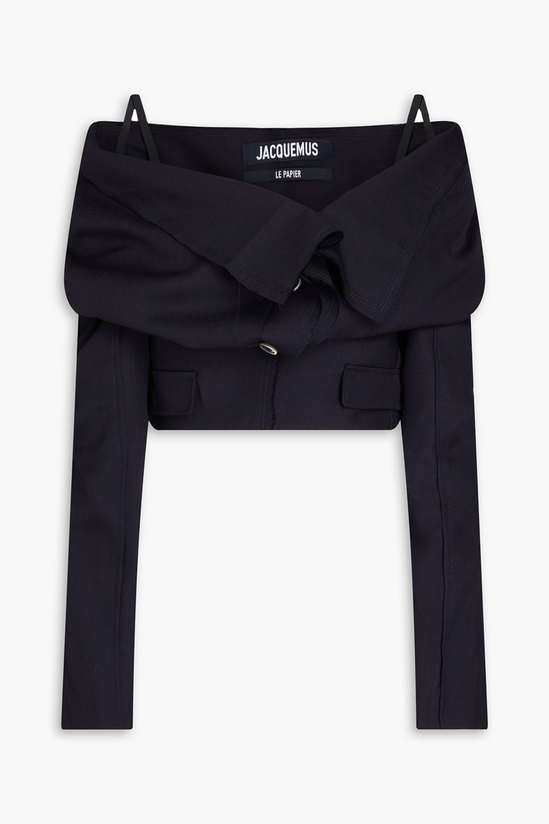 jacquemus - camargue cold-shoulder ruched wool-crepe top - blue - fr 36