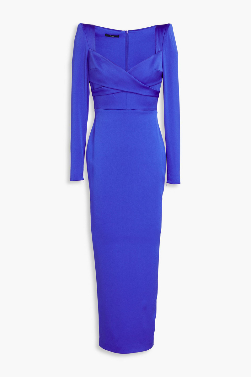 alex perry - linden wrap-effect satin-crepe midi dress - blue - uk 4