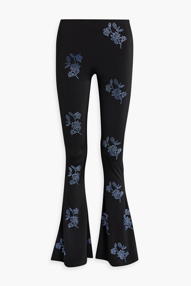 16ARLINGTON - Euro crystal-embellished stretch-jersey flared pants - Black - UK 14
