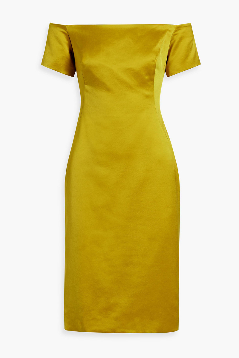 LELA ROSE - Off-the-shoulder satin-crepe dress - Yellow - US 2