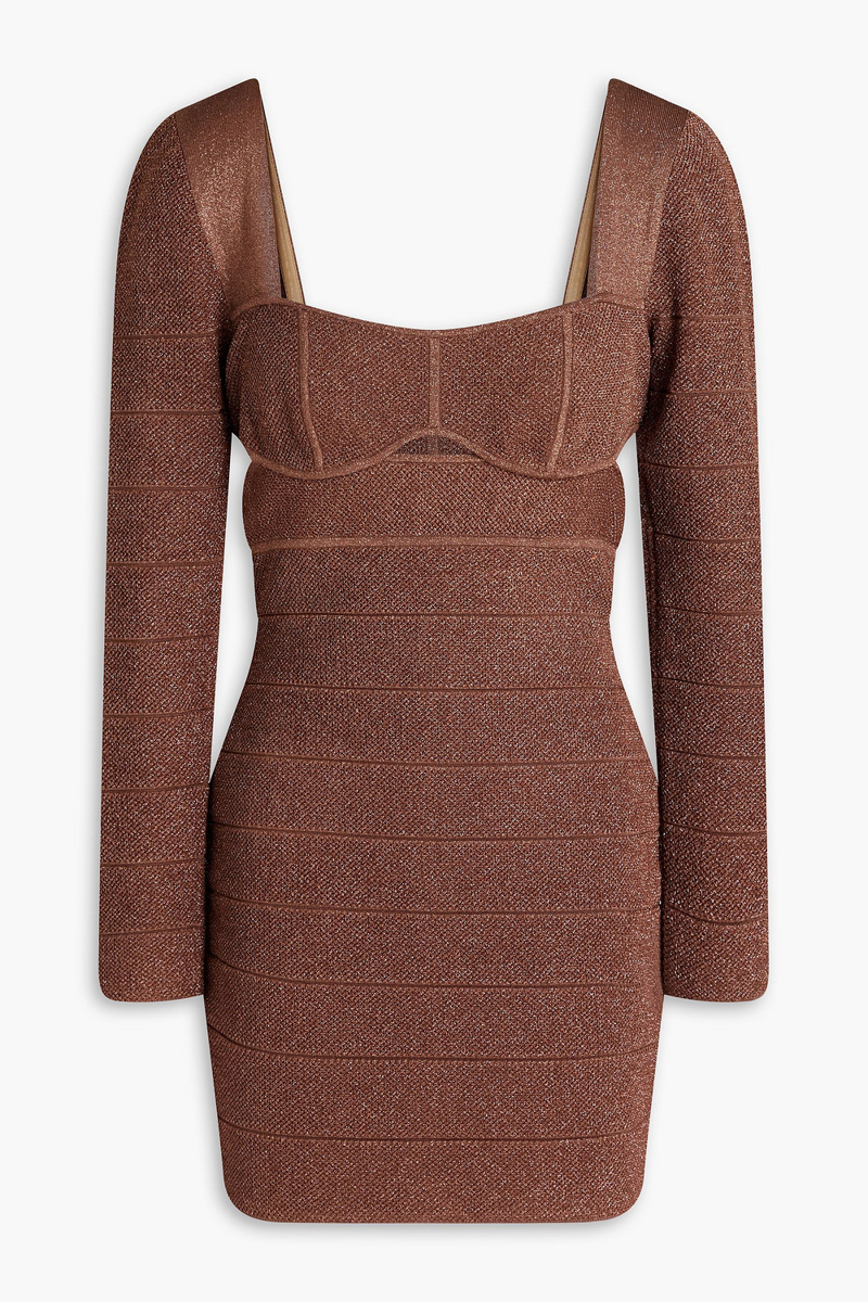 Hervé Léger - Cutout metallic bandage mini dress - Brown - L