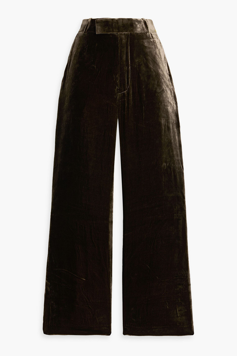 frame - cropped velvet flared pants - brown - us 4