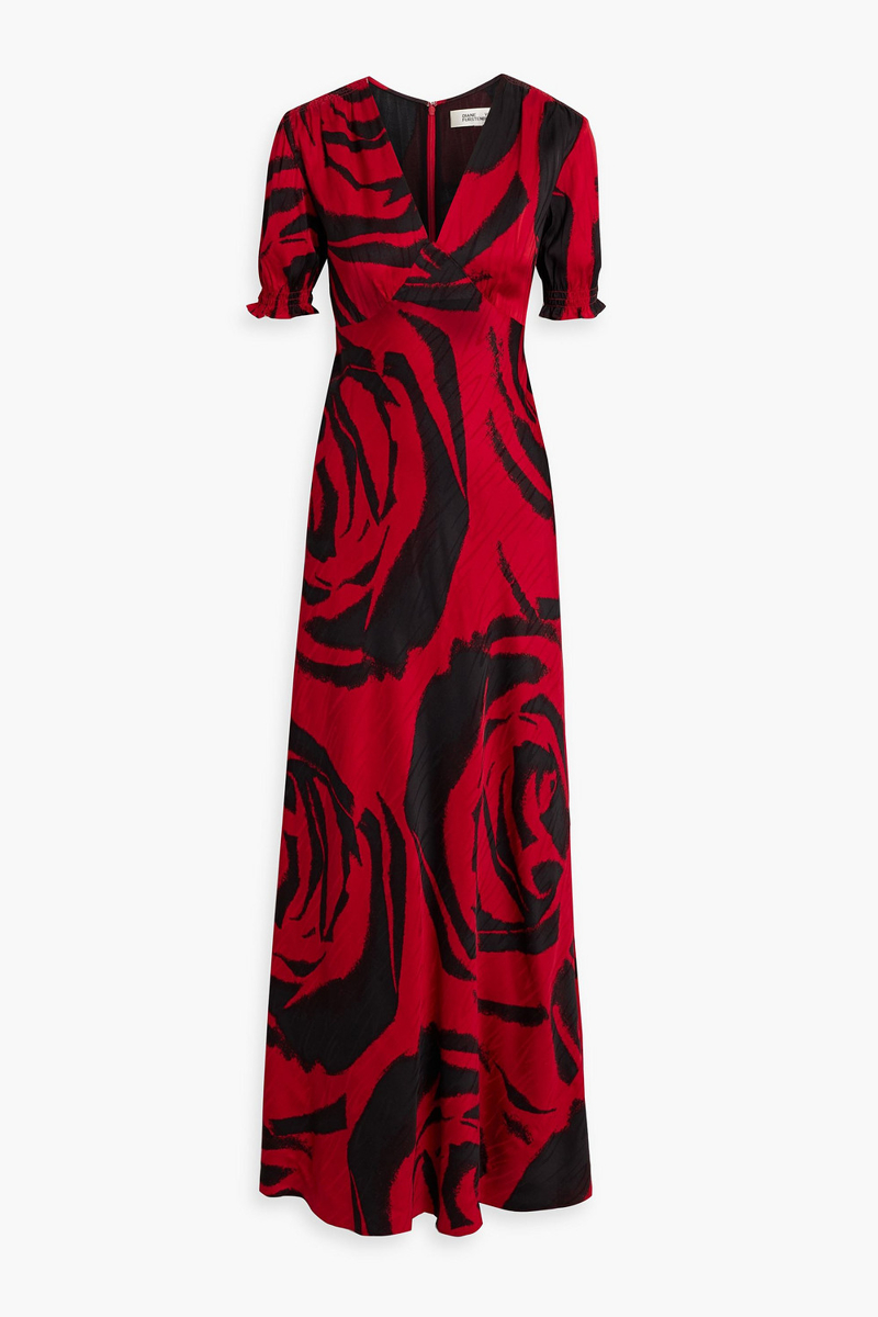 Diane von Furstenberg - Walker printed satin-jacquard maxi dress - Red - US 6