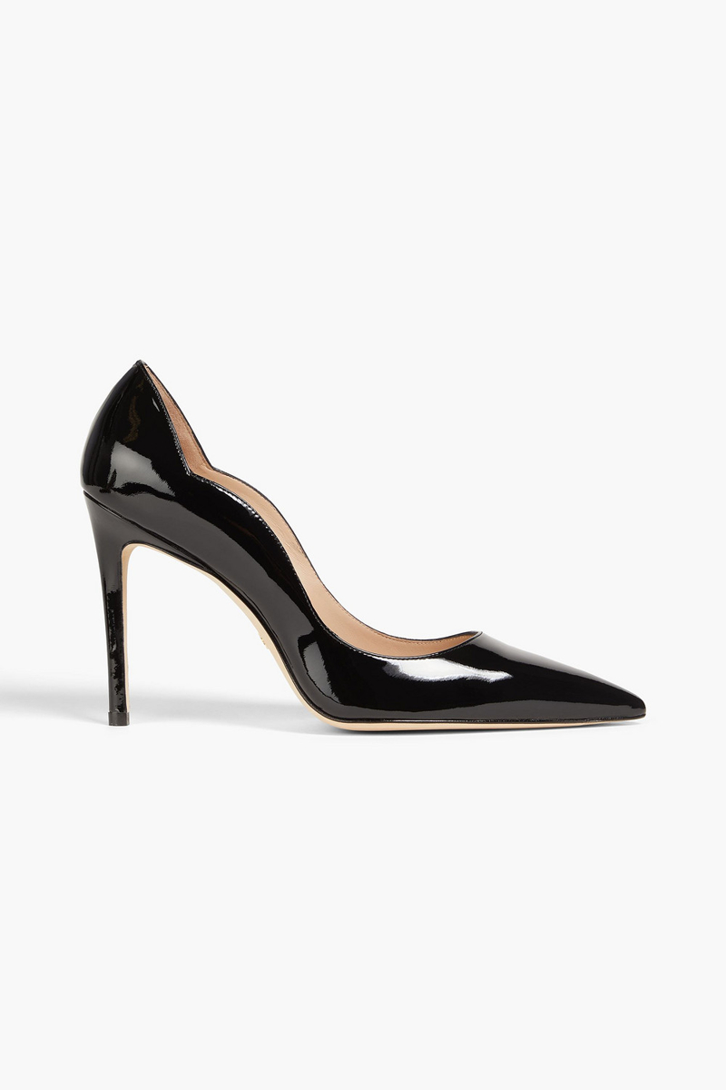 Stuart Weitzman - Stuart 100 scalloped patent-leather pumps - Black - EU 38.5