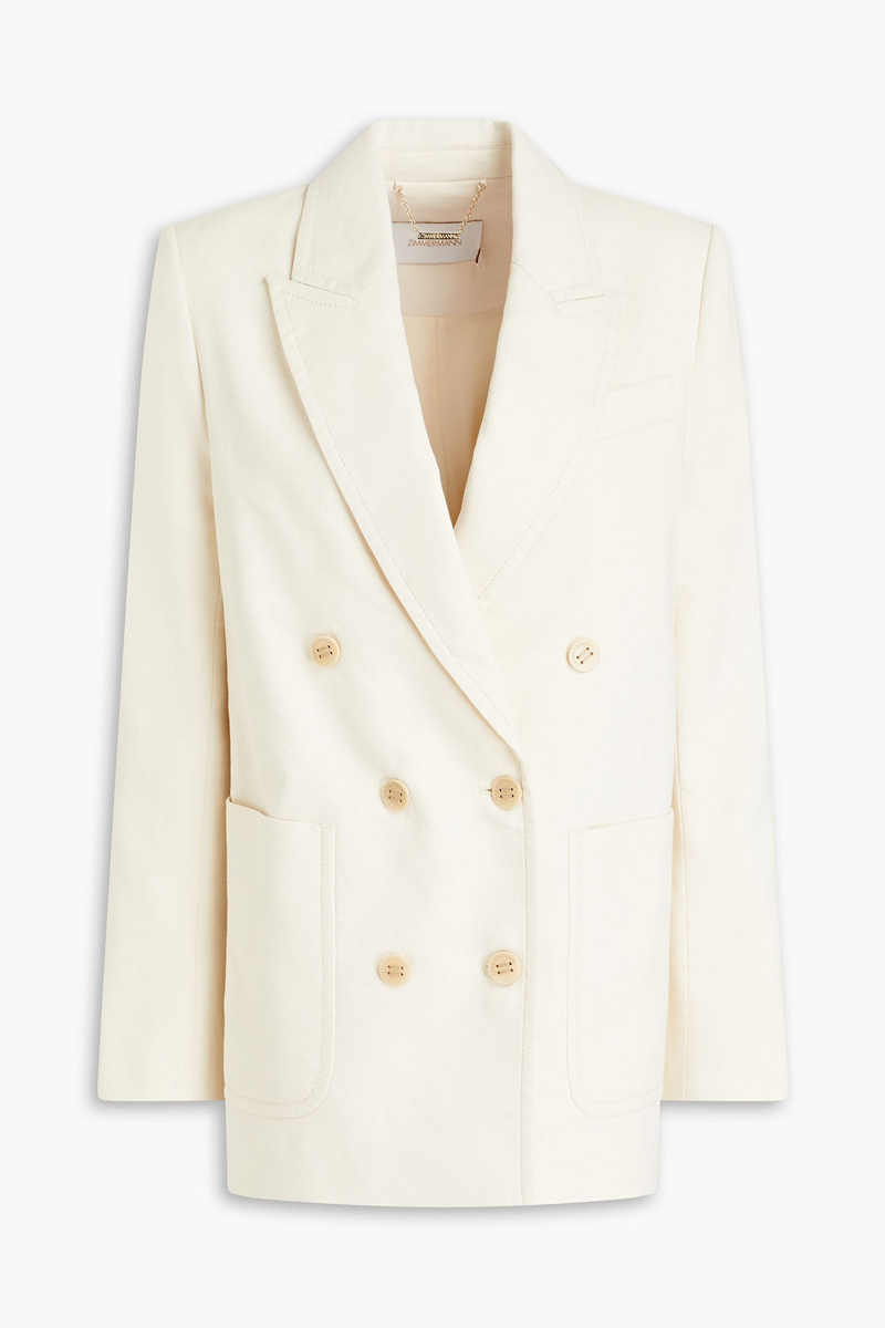 Zimmermann - Double-breasted linen-blend blazer - White - 3
