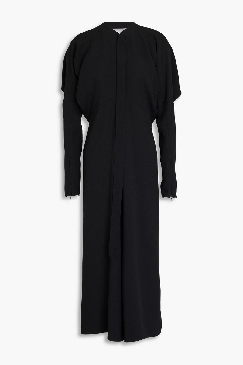 Victoria Beckham - Pleated crepe midi dress - Black - UK 4