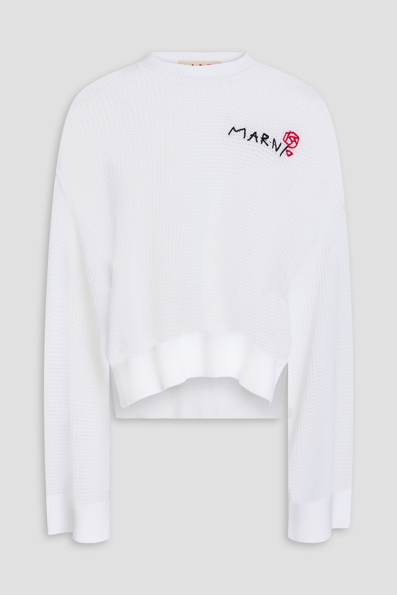 marni - pointelle-knit cotton sweater - white - it 46