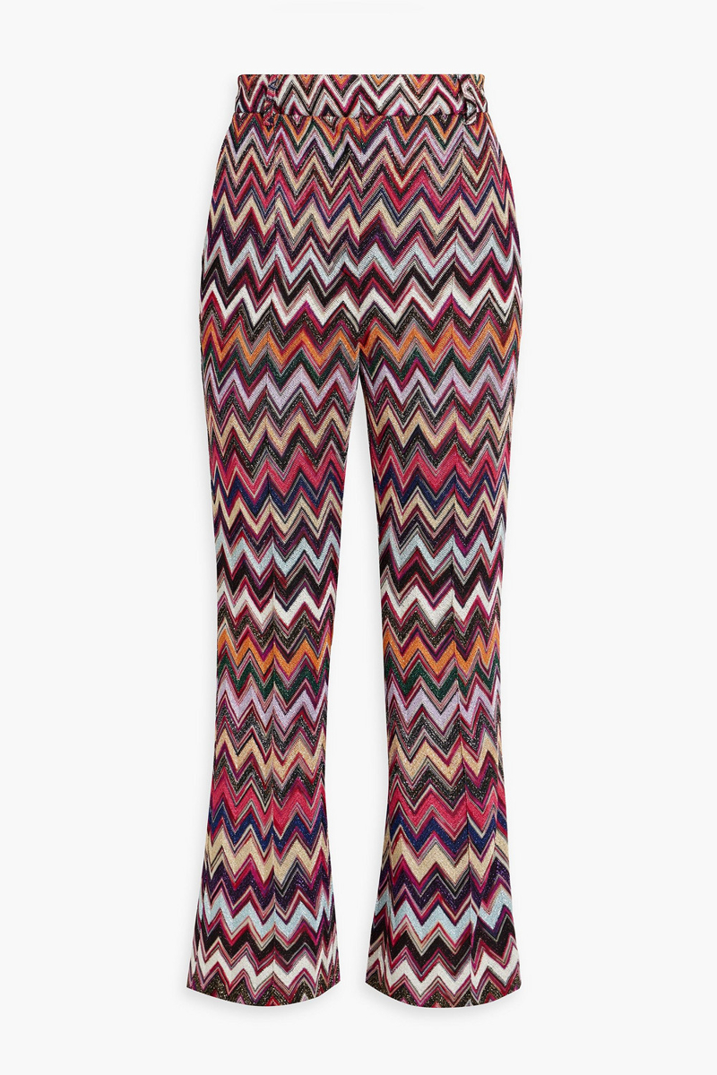 missoni - metallic crochet-knit flared pants - pink - it 40