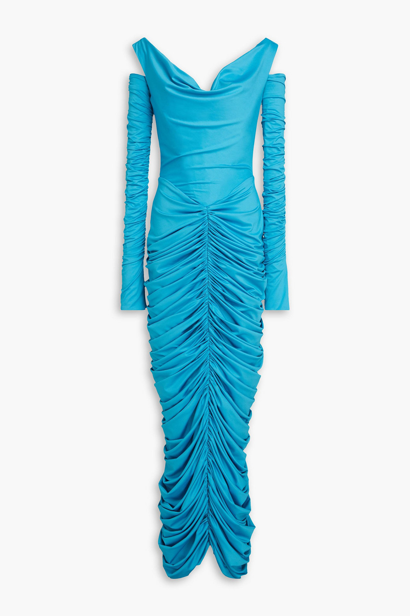 rhea costa - convertible ruched jersey maxi dress - blue - it 38