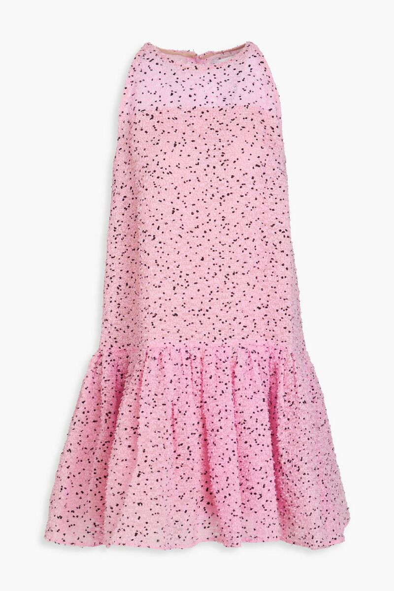 Oscar de la Renta - Gathered fil coupé organza mini dress - Pink - US 10