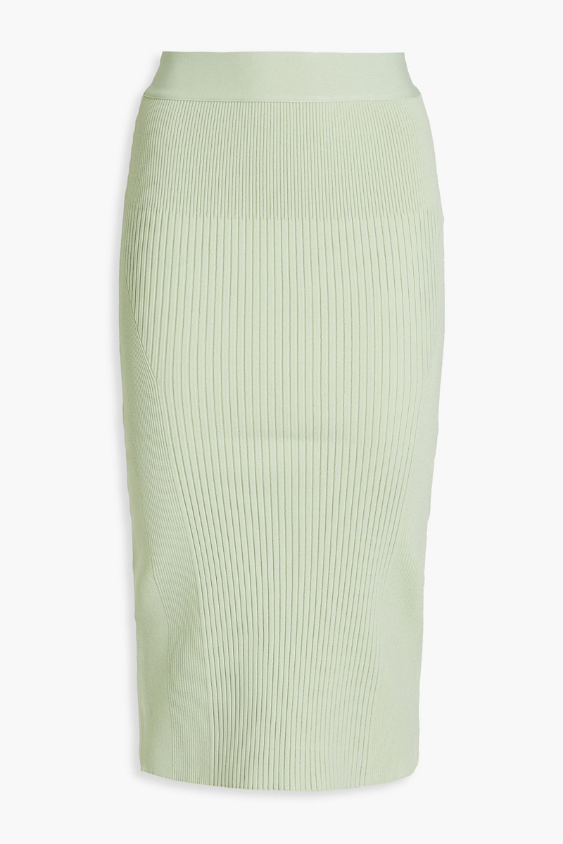 Hervé Léger - Laurel ribbed-knit midi skirt - Green - XXS