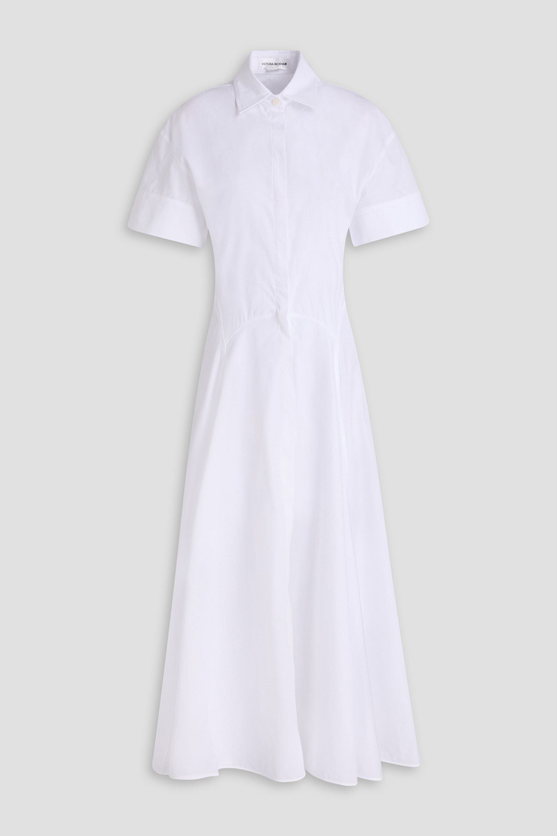 victoria beckham - cotton-poplin midi shirt dress - white - uk 12