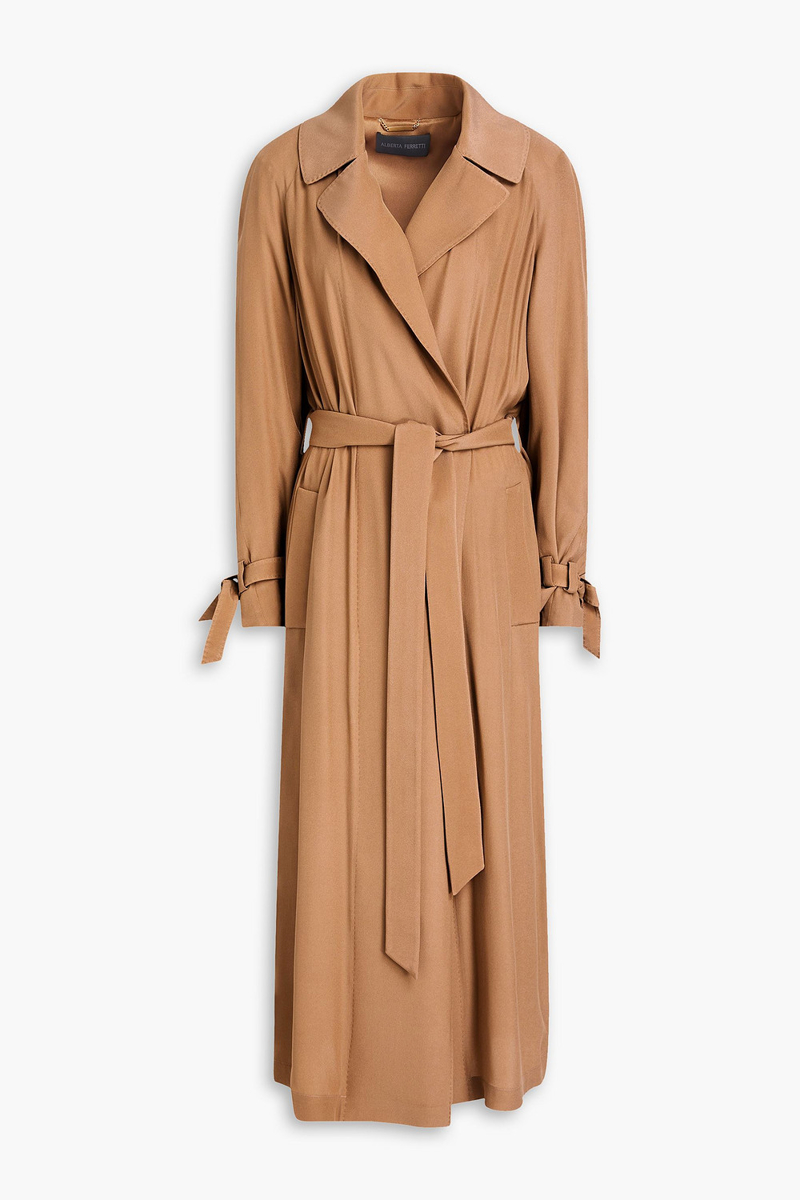 alberta ferretti - belted cady trench coat - brown - it 38