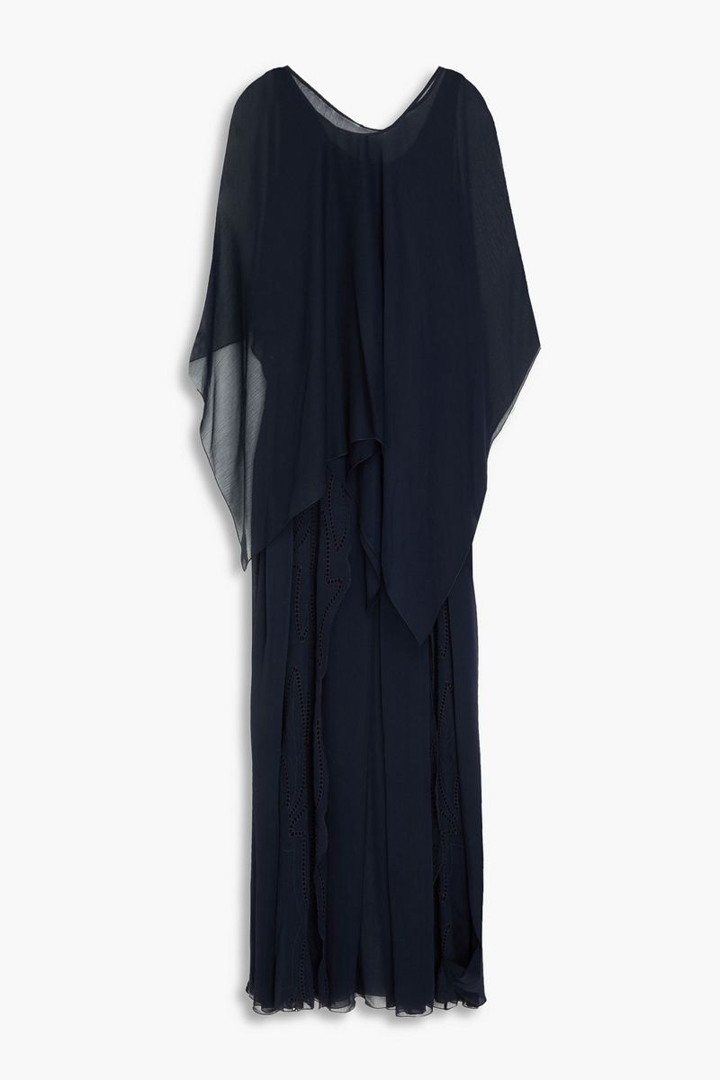 alberta ferretti - convertible cape-effect crepon gown - blue - it 42
