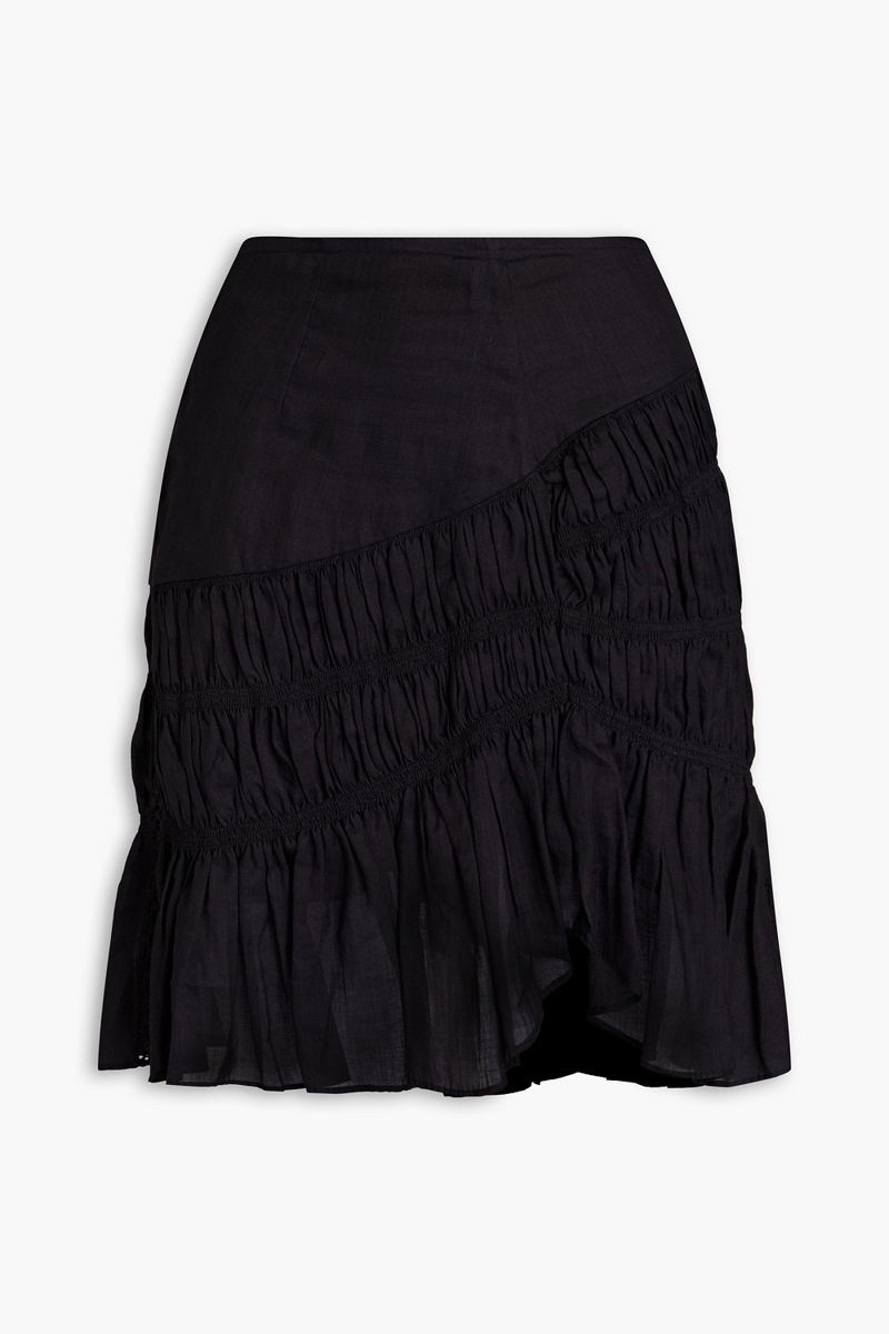 Isabel Marant - Sidney ruched ramie mini skirt - Black - FR 38