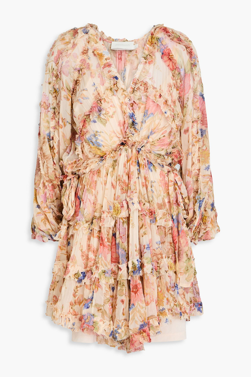 zimmermann - tiered floral-print crepon mini dress - multicolor - 3