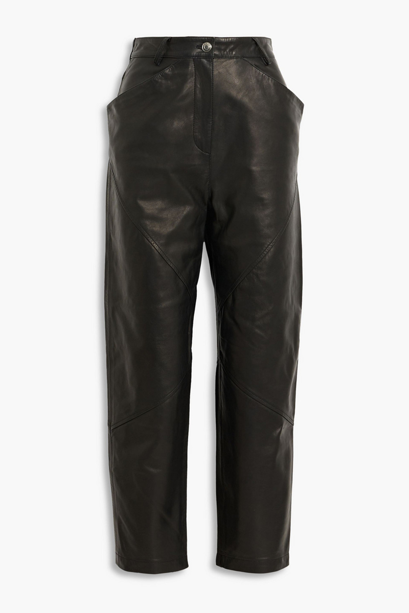 iro - hazel leather straight-leg pants - black - fr 40