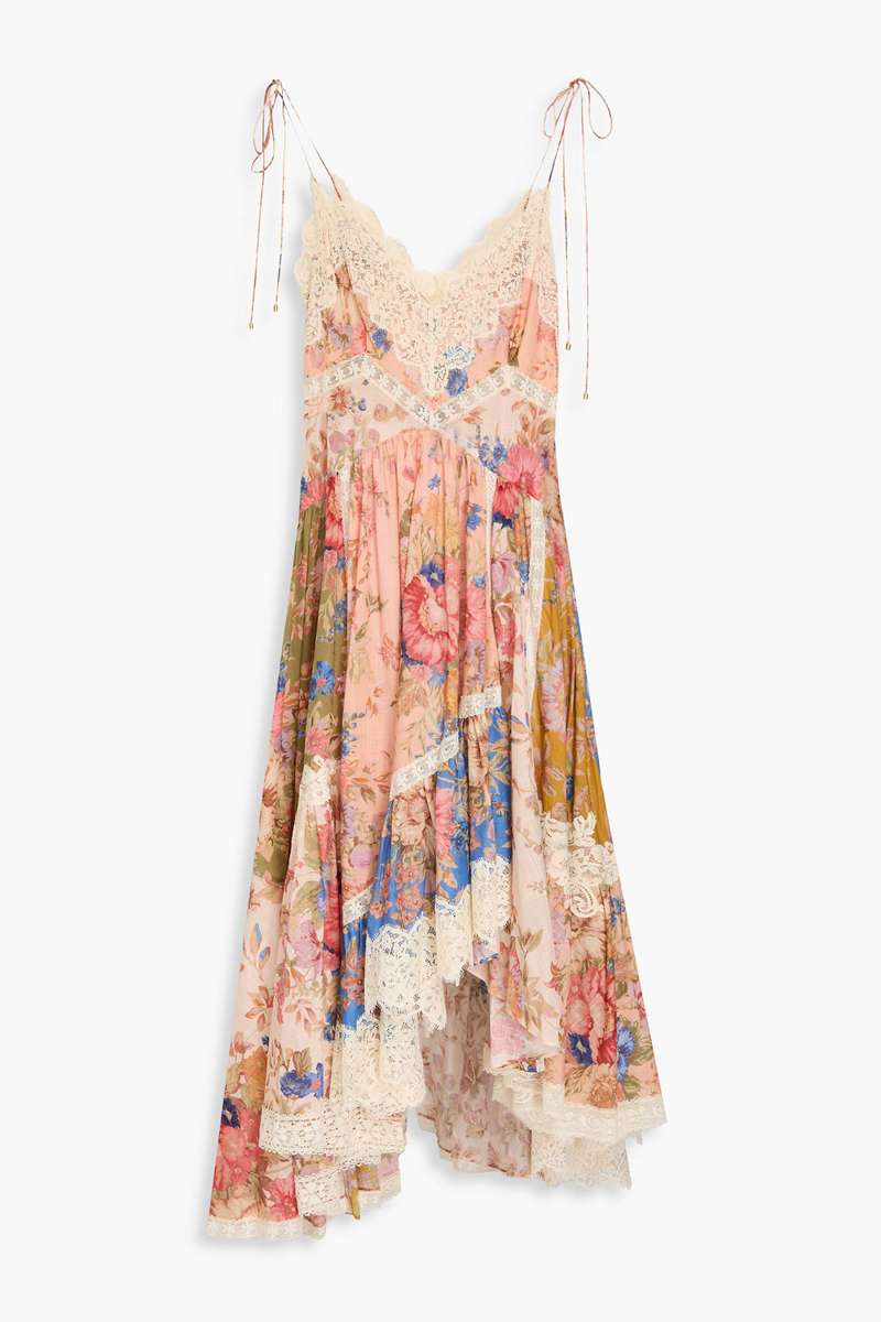 zimmermann - lace-trimmed floral-print cotton maxi dress - multicolor - 3