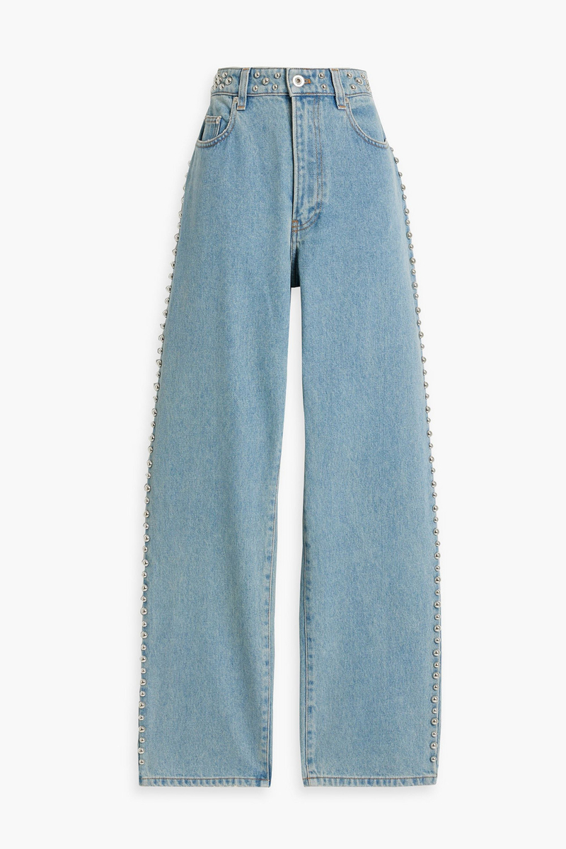rabanne - studded high-rise straight-leg jeans - blue - fr 38