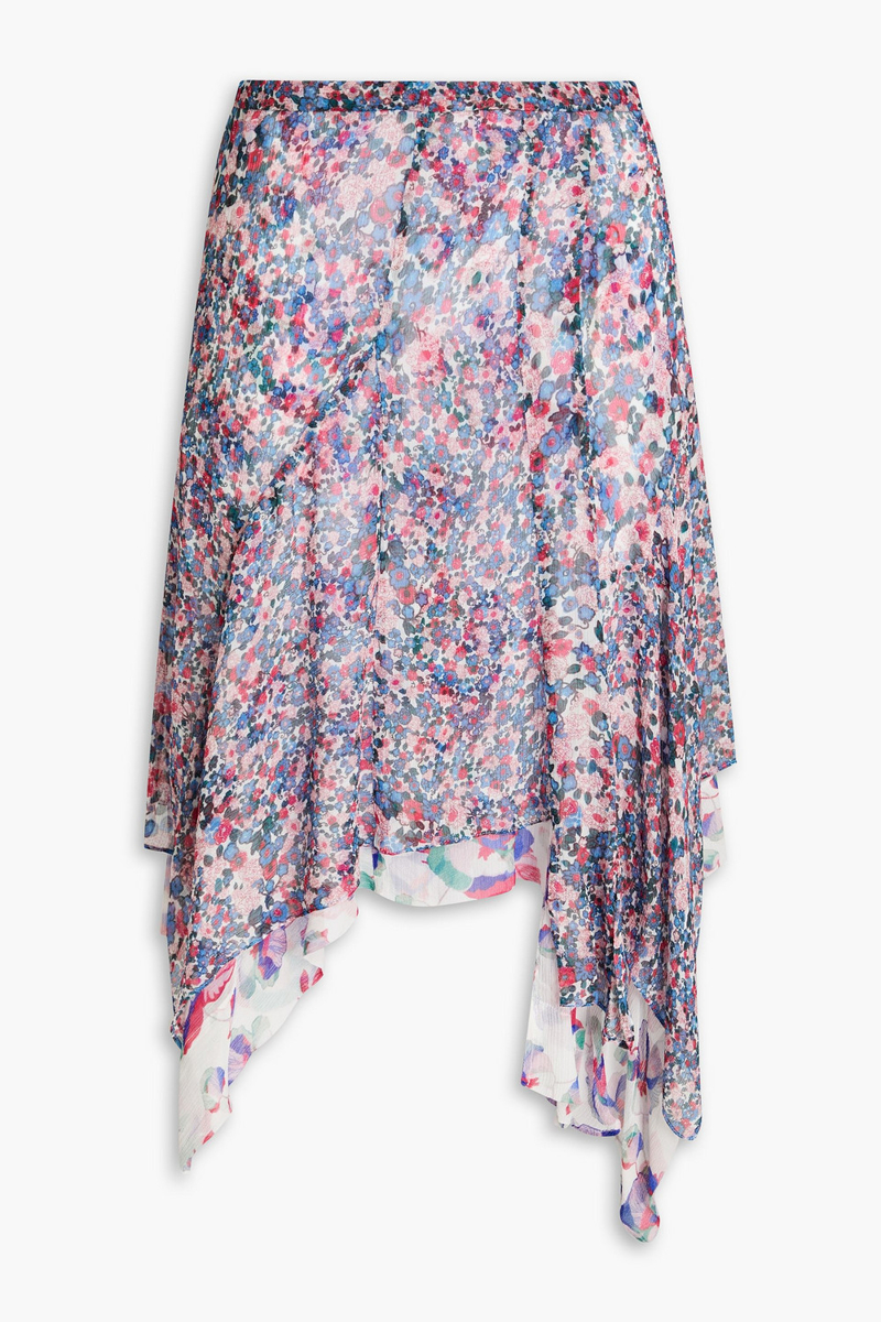 Isabel Marant - Omyles layered floral-print silk-crepon mini skirt - Blue - FR 42