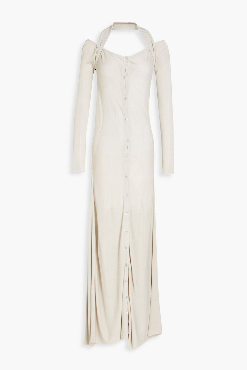 JACQUEMUS - Lagoa cold-shoulder knitted halterneck maxi dress - Gray - FR 34