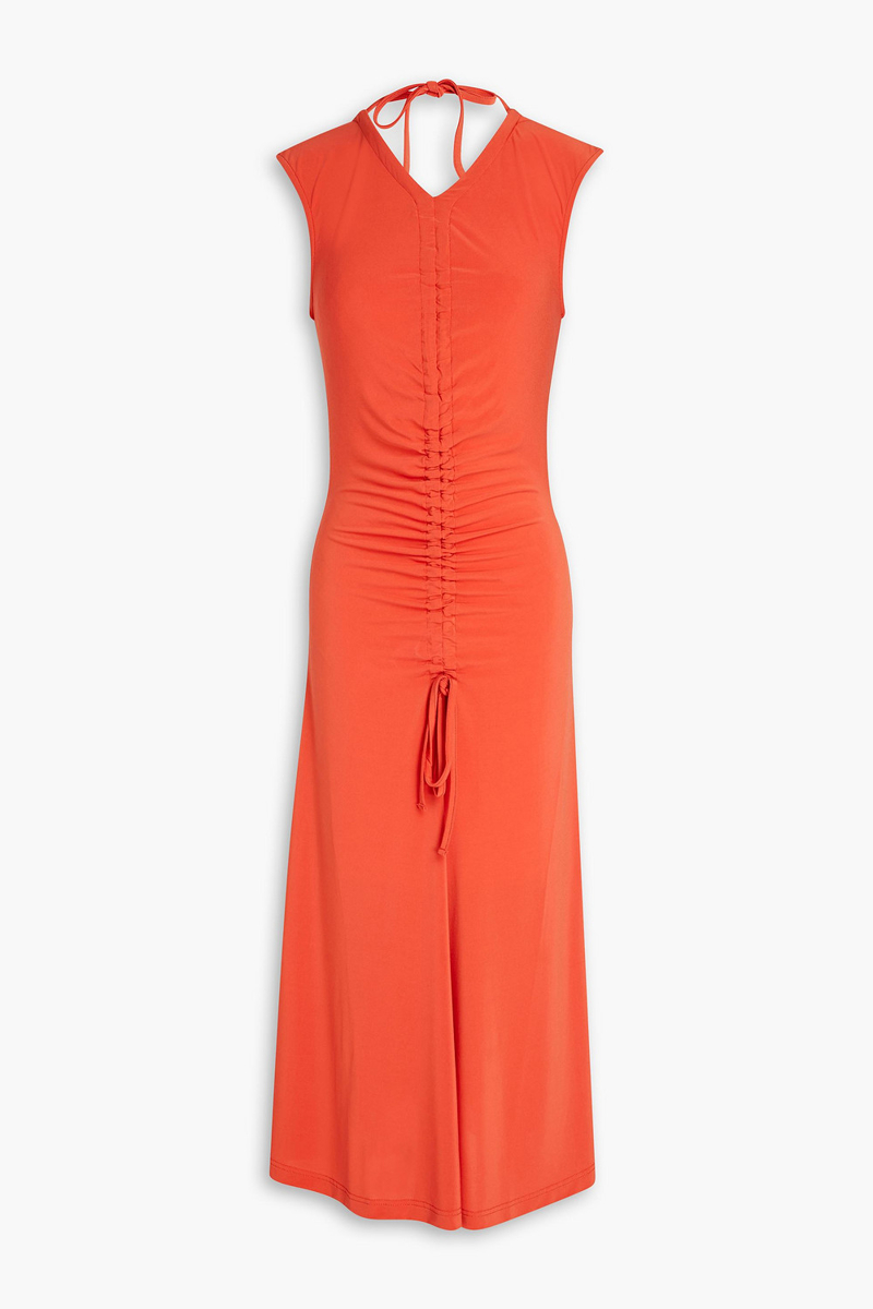 Paul Smith - Flared ruched jersey midi dress - Orange - S