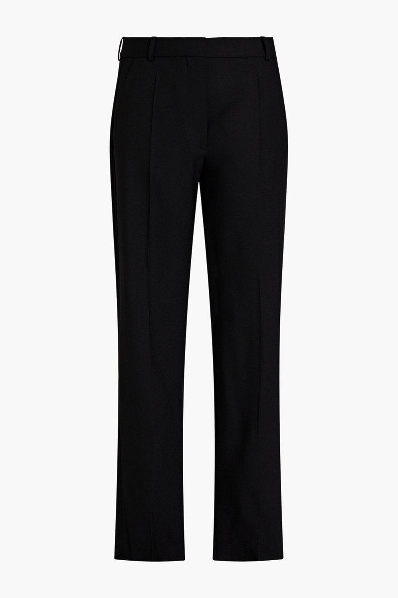victoria beckham - satin-paneled wool and mohair-blend crepe straight-leg pants - black - uk 12