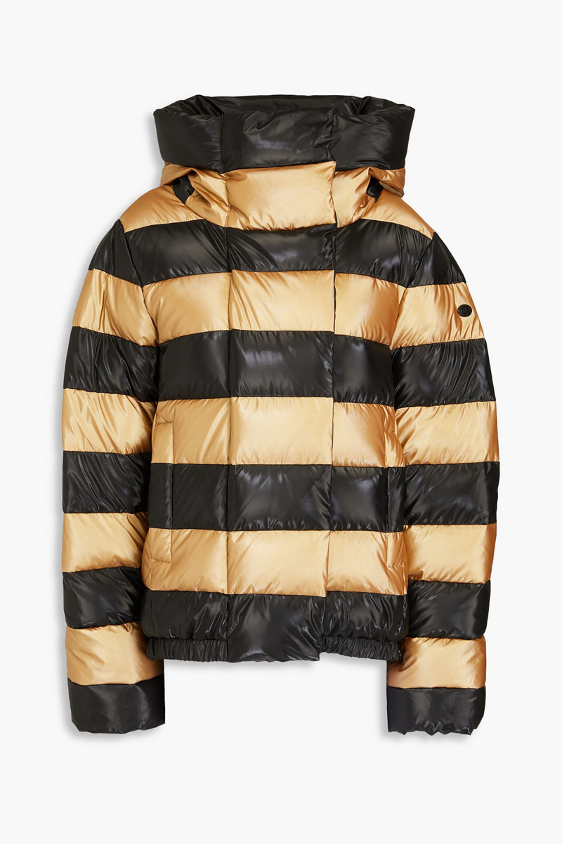 goldbergh - dazzle quilted striped shell hooded down ski jacket - black - es 38