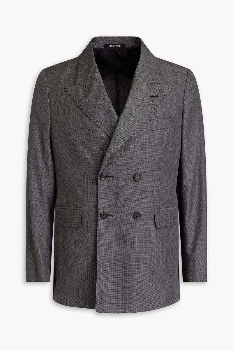 Dunhill - Double-breasted wool and mulberry silk-blend blazer - Black - IT 48