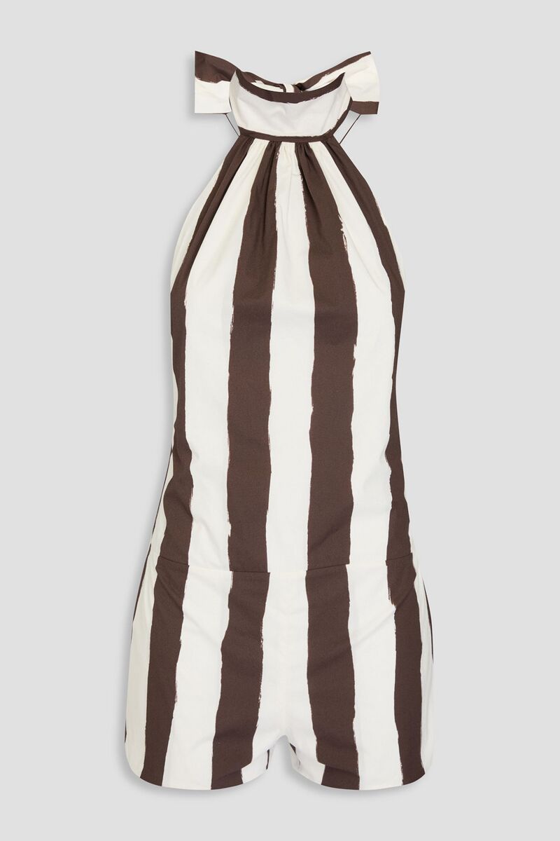 Philosophy di Lorenzo Serafini - Striped cotton-blend playsuit - White - IT 42
