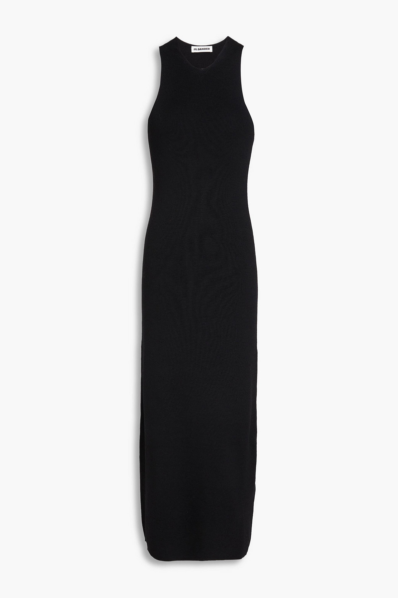 jil sander - cutout ribbed wool midi dress - black - fr 34