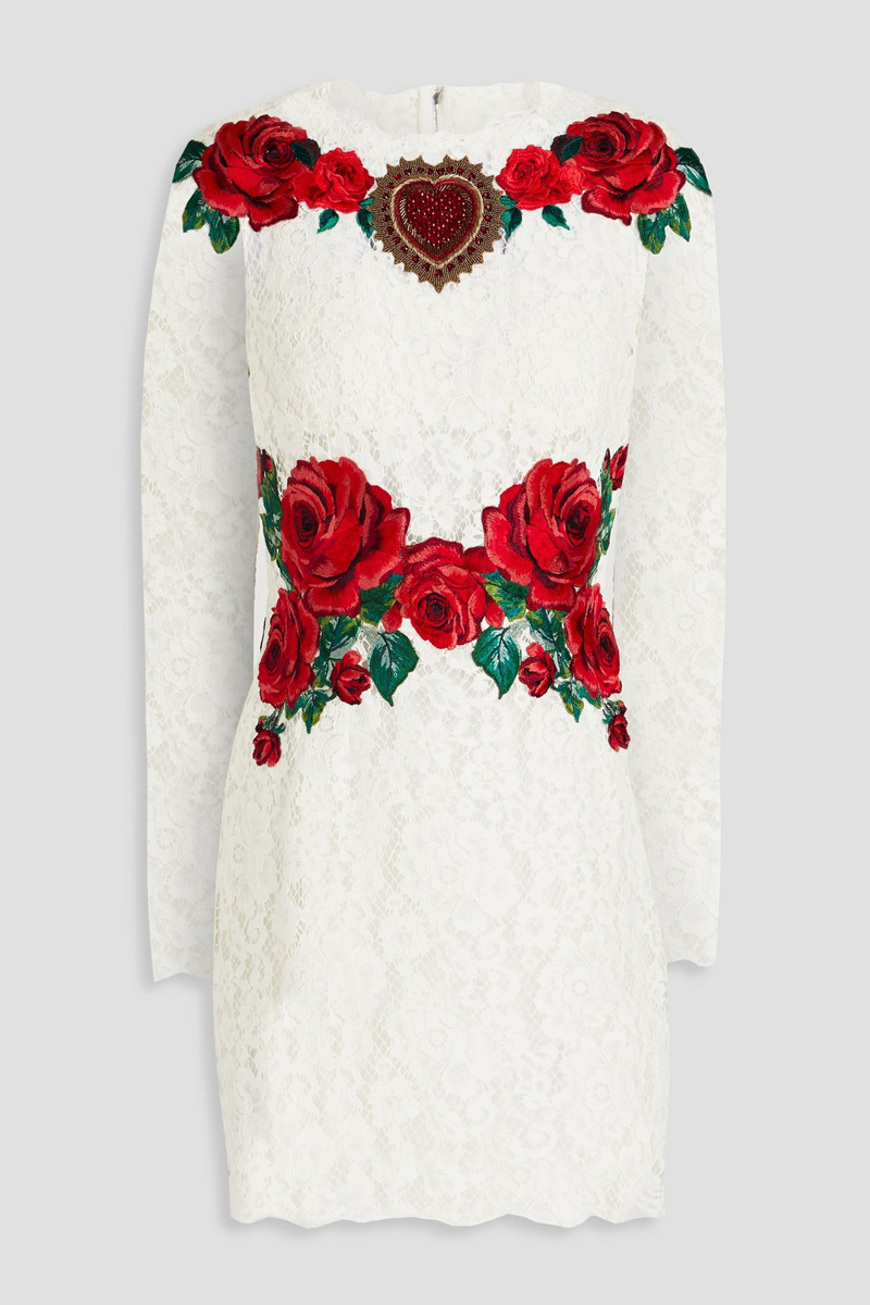Dolce&Gabbana - Embellished corded lace mini dress - White - IT 38